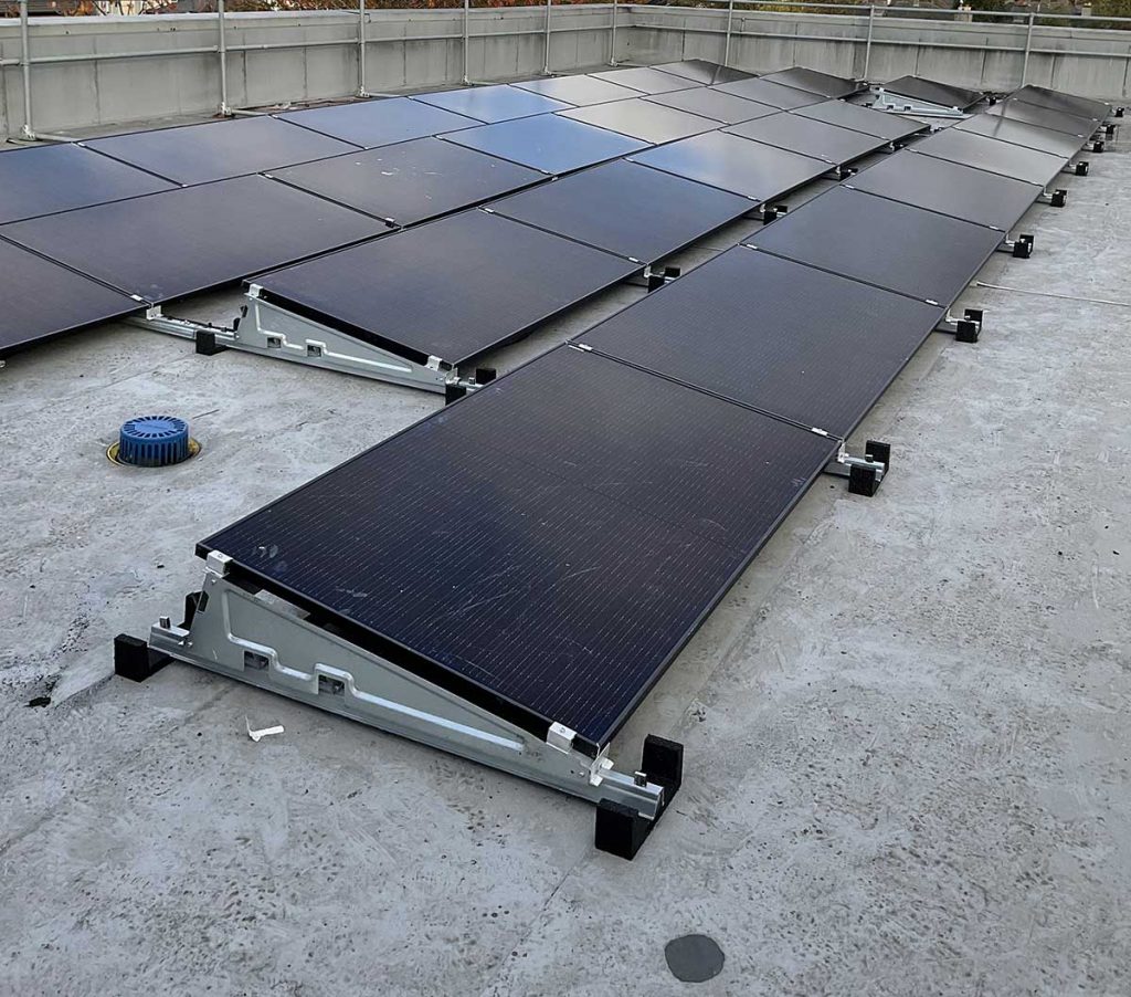Solar energy company solar installation for a commercial rooftop